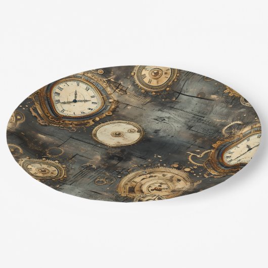 Grunge rustieke Steampunk klok (8) Papieren Bordje (Gekanteld)