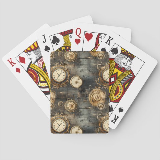 Grunge Rustieke Steampunk Klok (8) Pokerkaarten (Achterkant)