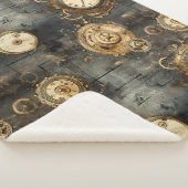 Grunge rustieke Steampunk klok (8) Sherpa Deken (3/4)