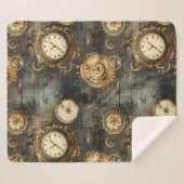 Grunge rustieke Steampunk klok (8) Sherpa Deken (Voorkant (horizontaal))