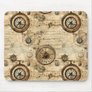 Grunge Rustieke Steampunk Klok (9) Muismat