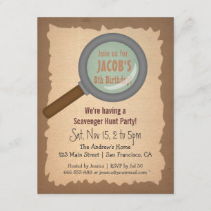 Grunge Scavenger Hunt Birthday Party Invitations Kaart