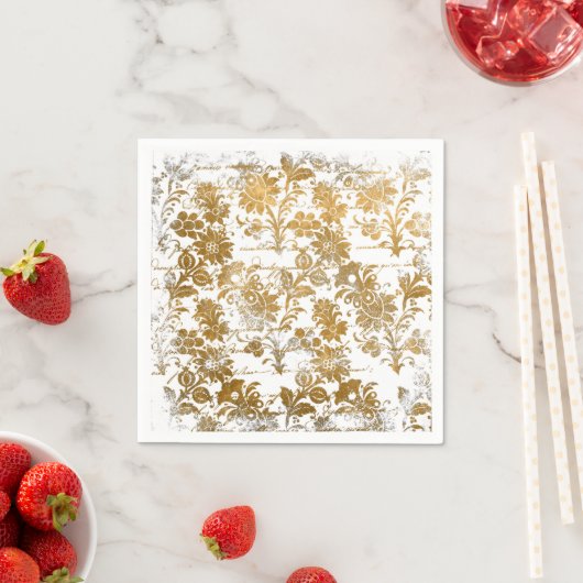 Grunge Script Gold Damask Pattern Servet (Insitu)