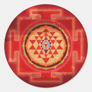 Grunge Shree Yantra Ronde Sticker
