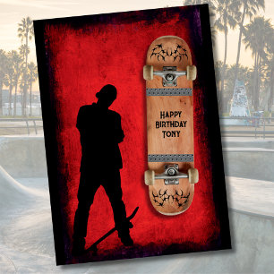 Grunge Skateboarden Verjaardagskaart Kaart