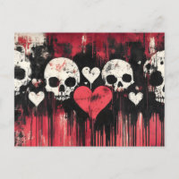 Grunge Skull and Hearts - Gedurfde rode en zwarte