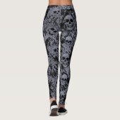 Grunge Skull Botten Pattern Black Grey Halloween Leggings (Achterkant)
