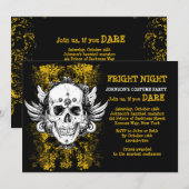 Grunge Skull Fright Night Black Invitation Kaart (Voorkant / Achterkant)