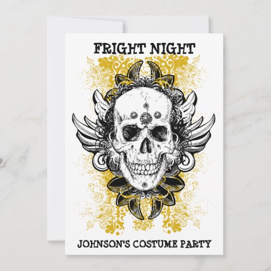 Grunge Skull Fright Night Invitation Kaart (Voorkant)
