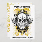 Grunge Skull Fright Night Invitation Kaart (Voorkant / Achterkant)