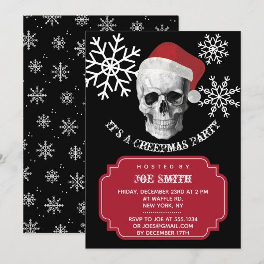 Grunge Skull Père Noël Christmas Party Invitation (Devant / Derrière)