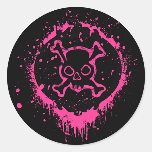 Grunge Skull Ronde Sticker (Voorkant)
