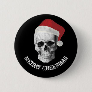 Grunge Skull Santa Ronde Button 5,7 Cm