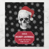 Grunge Skull Santa Wijn Etiket (Enkel label)
