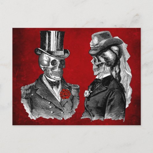 Grunge Skull Skeleton Couple Briefkaart (Voorkant)