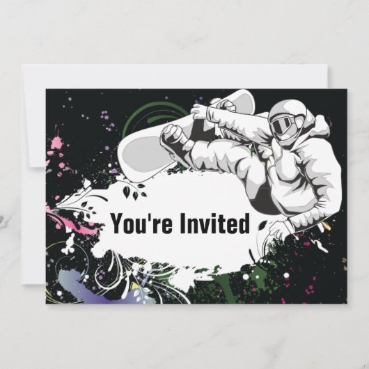 Grunge Snowboard Invitation d'anniversaire pour le (Devant)
