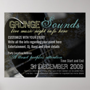 Grunge Sounds Evenement Poster sjabloon