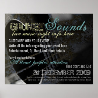 Grunge Sounds Evenement Poster sjabloon