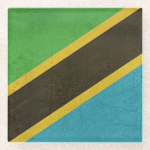 Grunge Sovereign State flag of Tanzania Glazen Onderzetter