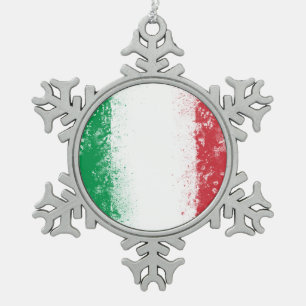 Grunge Splatter Geschilderde Vlag van Italië Tin Sneeuwvlok Ornament