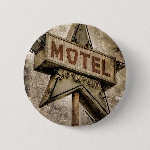 Grunge Star Motel Sign Ronde Button 5,7 Cm