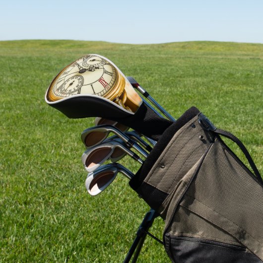  Grunge steampunk Antiek Horloge Golfheadcover (Insitu)