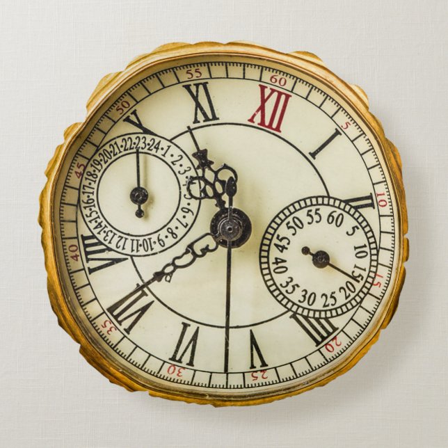  Grunge steampunk Antiek Horloge Rond Kussen (Voorkant)