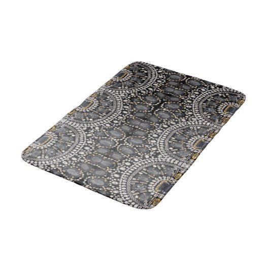 grunge steampunk art deco zwarte zilver bohemiaans badmat (Gekanteld)