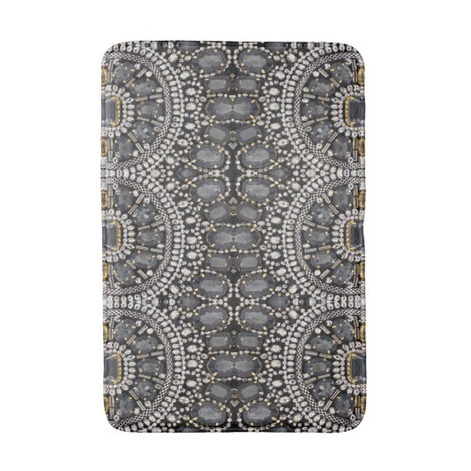 grunge steampunk art deco zwarte zilver bohemiaans badmat (Voorkant Verticaal)