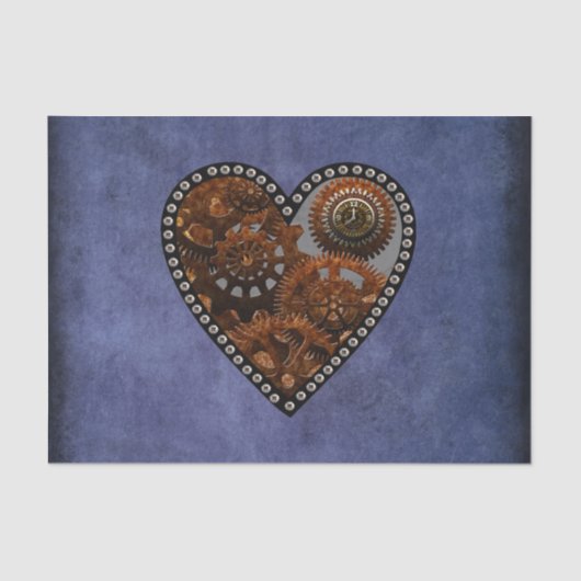 Grunge Steampunk Clocks and Gears Heart Tissuepapier (Voorkant)