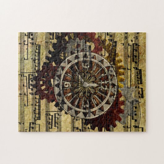Grunge Steampunk Clocks and Gears Legpuzzel (Horizontaal)