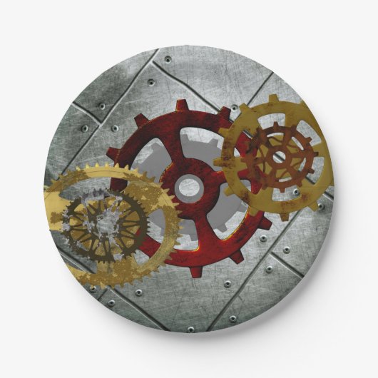 Grunge Steampunk Clocks and Gears Papieren Bordje (Voorkant)