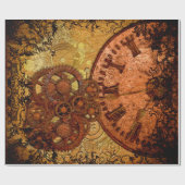 Grunge Steampunk Gear en Clock Cadeaupapier (Vlak)