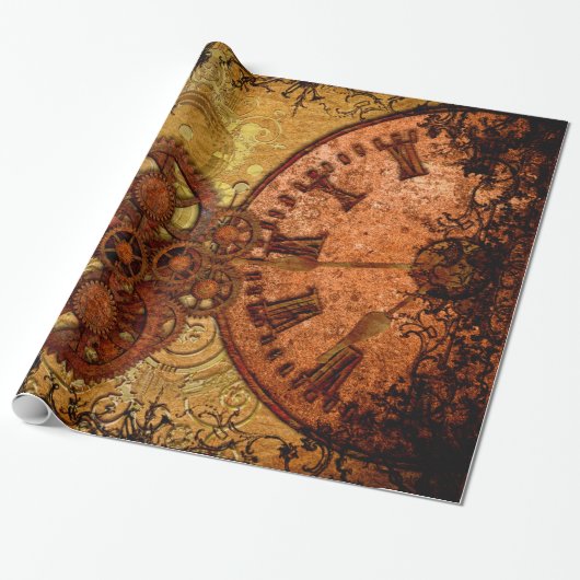Grunge Steampunk Gear en Clock Cadeaupapier (Uitgerold)