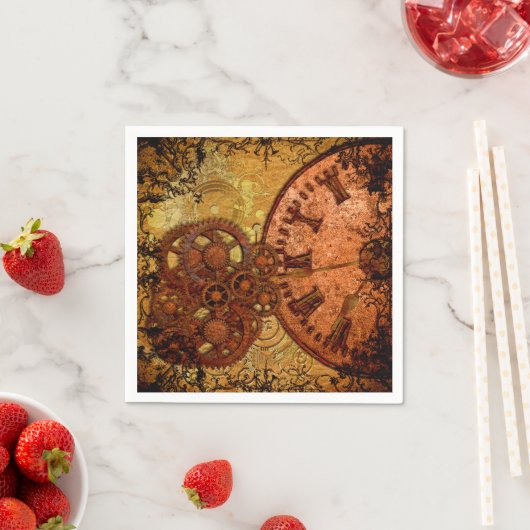 Grunge Steampunk Gear en Clock Servetten (Insitu)