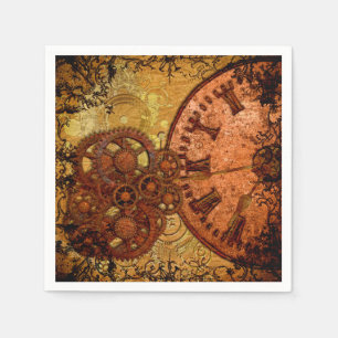 Grunge Steampunk Gear en Clock Servetten