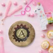 Grunge Steampunk Gears Monogram A Papieren Bordje (Feest)