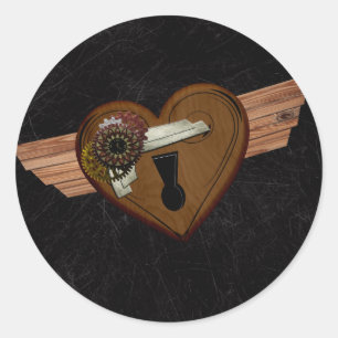 Grunge Steampunk Hart Ronde Sticker