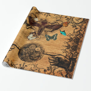 Grunge Steampunk Victoriaans Butterfly Cadeaupapier