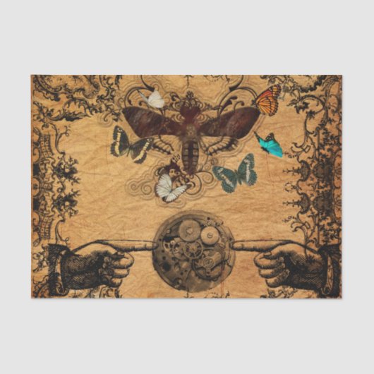 Grunge Steampunk Victoriaans Butterfly Tissuepapier (Voorkant)