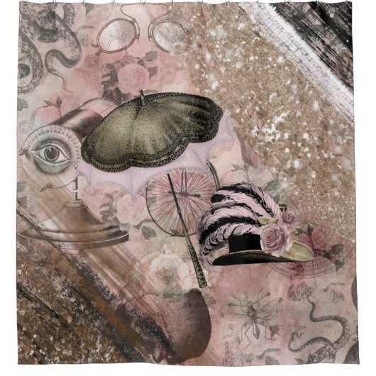  Grunge Steampunk Victoriaans Pet Douchegordijn (Voorkant)