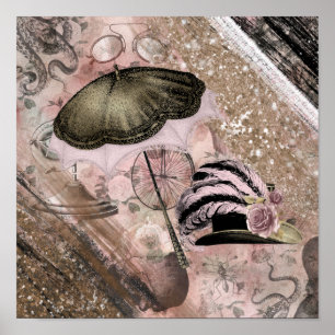  Grunge Steampunk Victoriaans Pet Poster