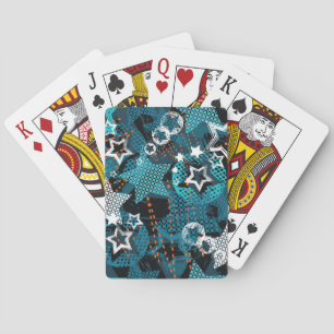 Grunge sterpatroon, speels kinderontwerp. pokerkaarten
