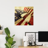 Grunge sterren en stripescanvas poster (Thuiskantoor)