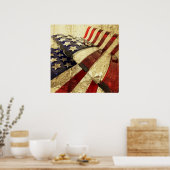 Grunge sterren en stripescanvas poster (Keuken)