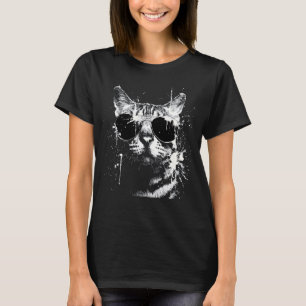 Grunge stijl hipster Bengaalse kat met zonnebril T-shirt