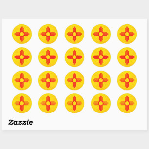 Grunge stijl New Mexico Staatsvlag Zia Zon Ronde Sticker
