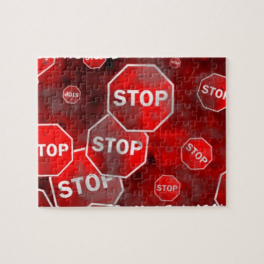 Grunge Stop Sign Legpuzzel (Horizontaal)