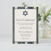 Grunge Strepen Bar Mitswa Ontvangst Kaart (Staand voorkant)