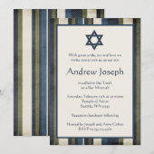 Grunge Stripes Bar Mitzvah Invitation (Devant / Derrière)